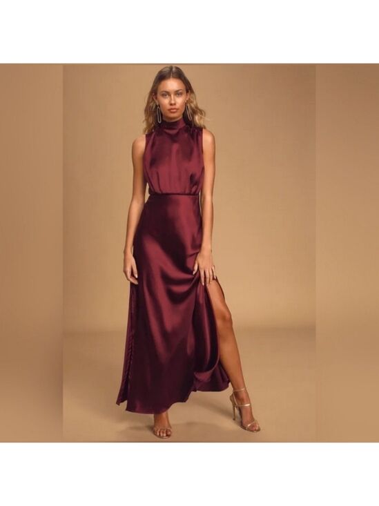 Lulus Dresses & Skirts - Lulus - Classic Elegance Wine Satin Maxi Dress
